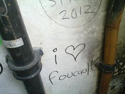 An ‘I ♥ Foucault’ graffito in Durham