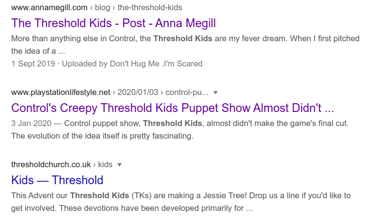 Threshold Kids search results
